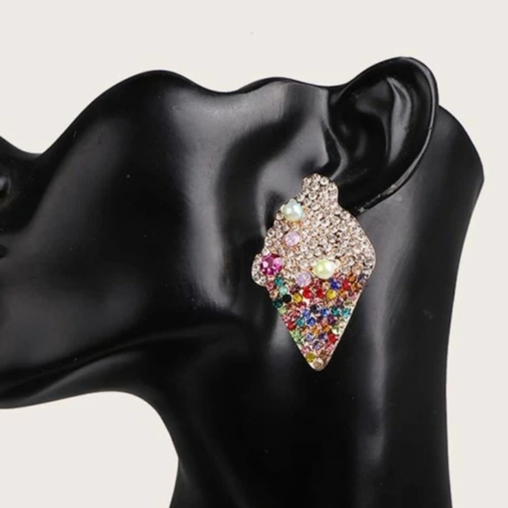 Colorful Rhinestone Earrings - Picture 2 of 6